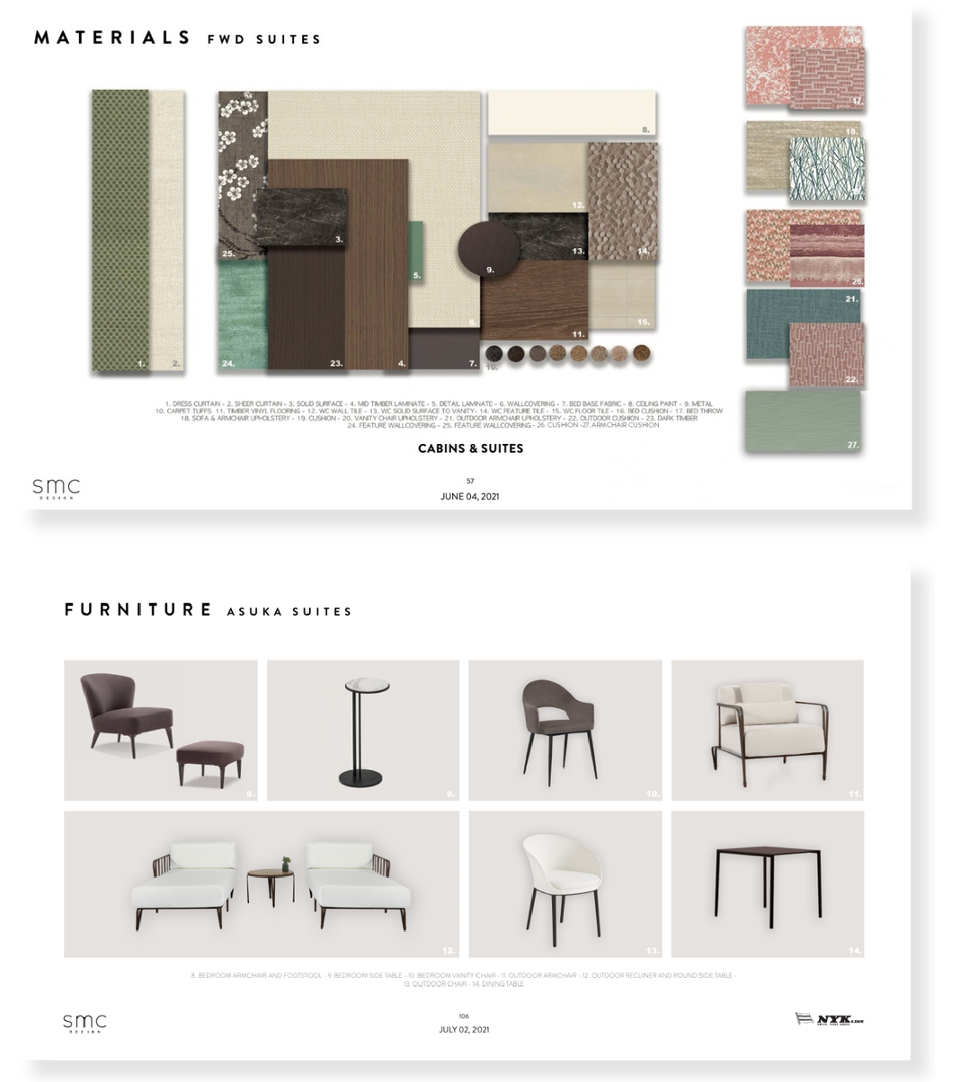 ASUKA III materials and furniture specification
